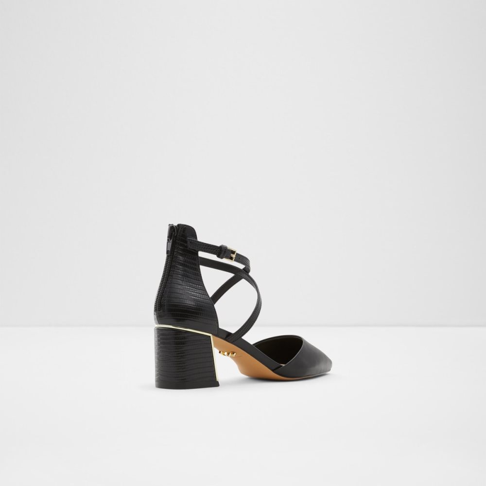 Black Aldo Grarwen Strap Heeled Block Heels | 65HNBUITX