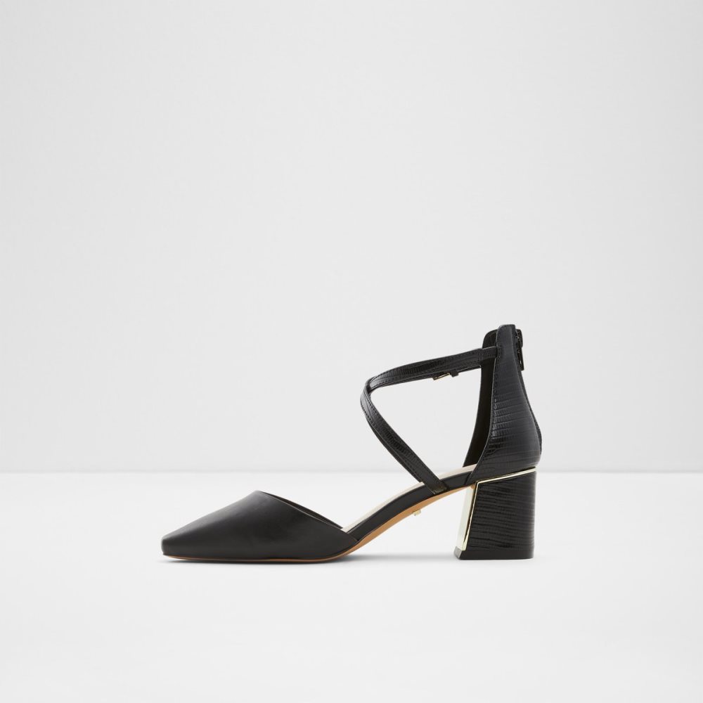 Black Aldo Grarwen Strap Heeled Block Heels | 65HNBUITX