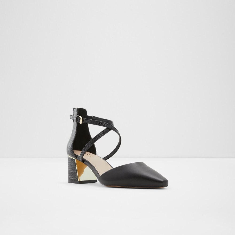 Black Aldo Grarwen Strap Heeled Block Heels | 65HNBUITX