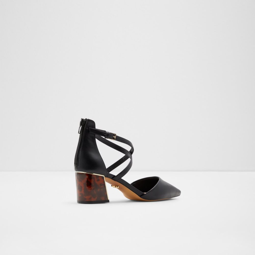 Black Aldo Grarwen Strap Heeled Block Heels | 69MUHLAIC