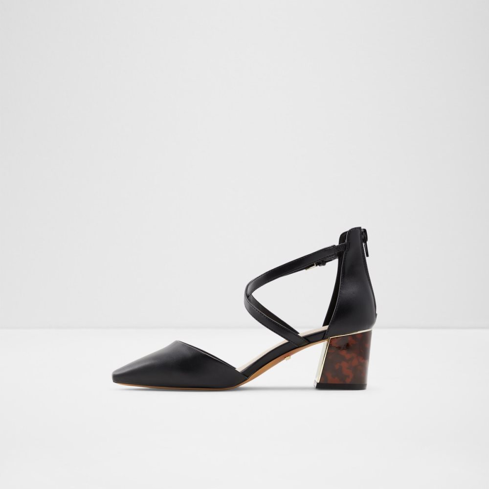 Black Aldo Grarwen Strap Heeled Block Heels | 69MUHLAIC