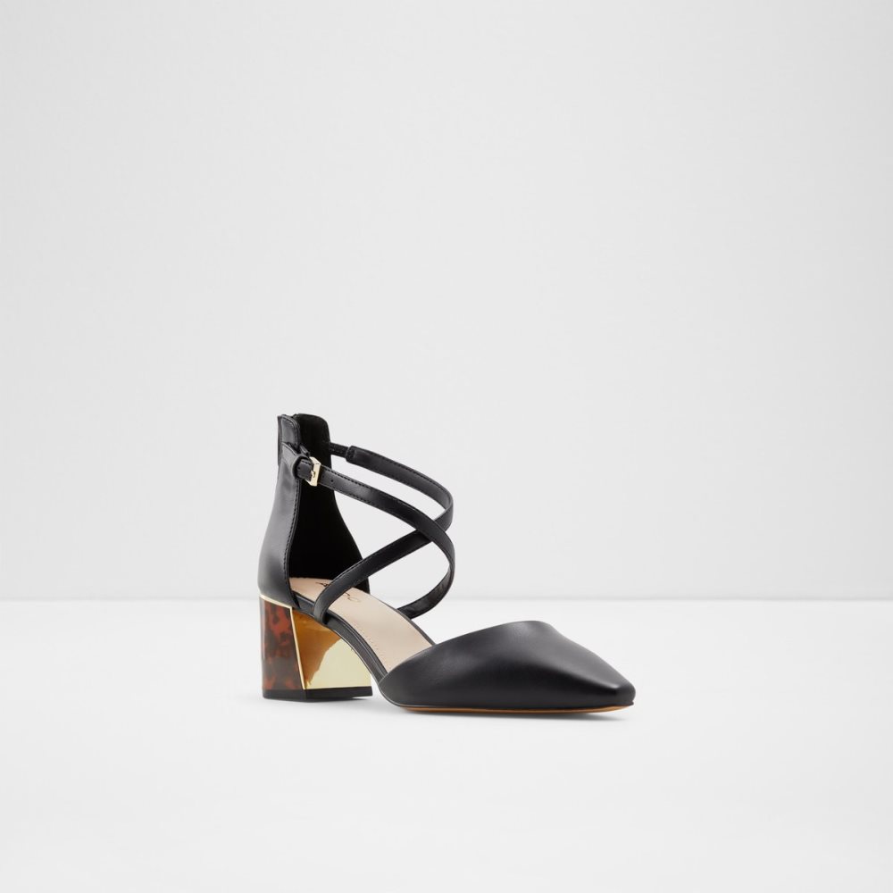 Black Aldo Grarwen Strap Heeled Block Heels | 69MUHLAIC