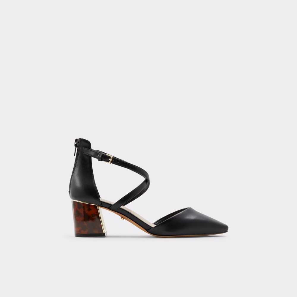 Black Aldo Grarwen Strap Heeled Block Heels | 69MUHLAIC