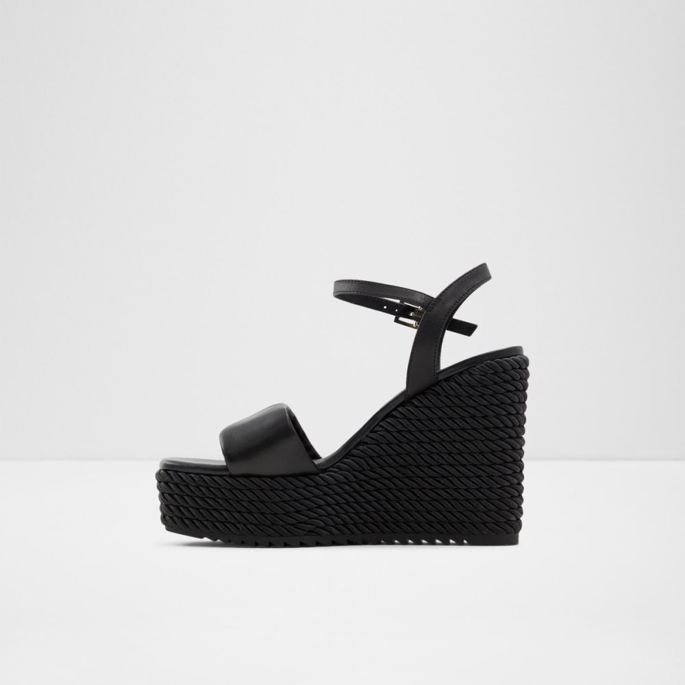 Black Aldo Jeigh Wedge Sandal - Wedge Sandals | 38UJXCKPI