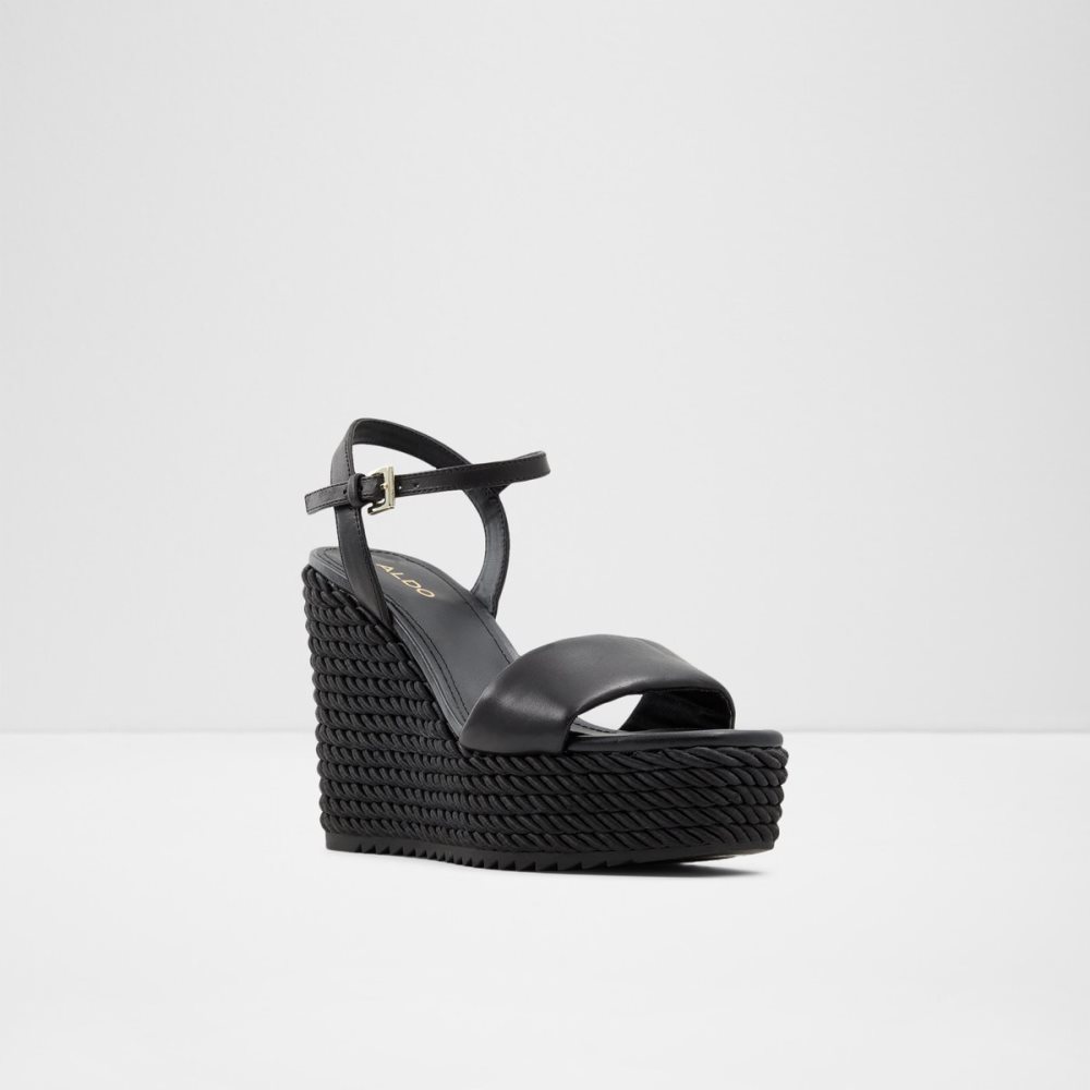 Black Aldo Jeigh Wedge Sandal - Wedge Sandals | 38UJXCKPI