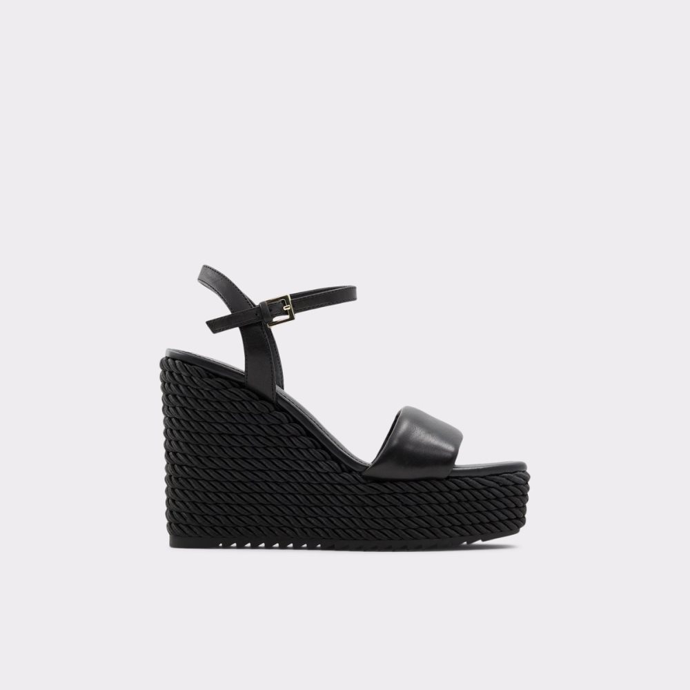 Black Aldo Jeigh Wedge Sandal - Wedge Sandals | 38UJXCKPI