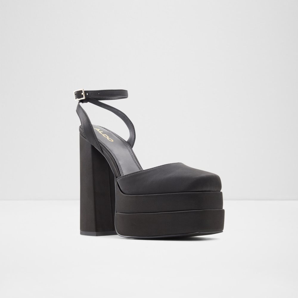 Black Aldo Kersaudy Strap Heeled - Plateforme Platform Shoes | 20AUVHTME