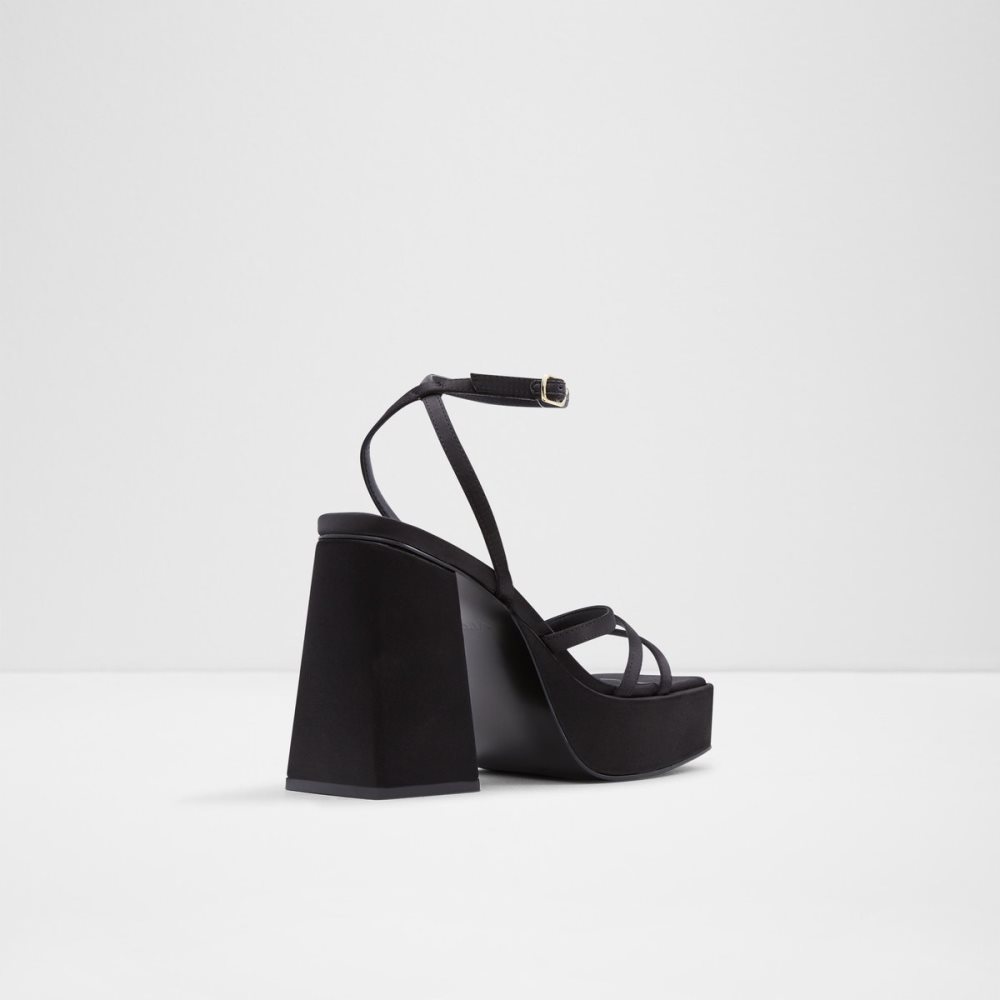 Black Aldo Landabriver Strappy Heeled Sandal - Plateforme Platform Shoes | 58BWIHOGE