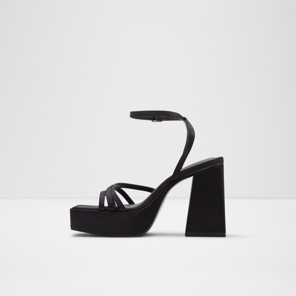 Black Aldo Landabriver Strappy Heeled Sandal - Plateforme Platform Shoes | 58BWIHOGE