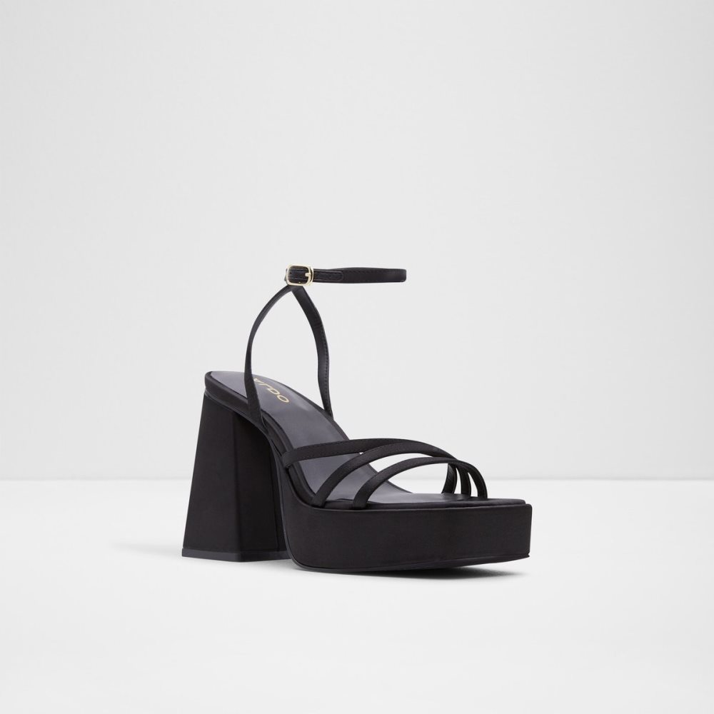 Black Aldo Landabriver Strappy Heeled Sandal - Plateforme Platform Shoes | 58BWIHOGE