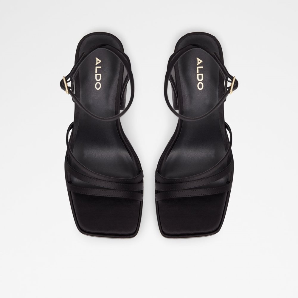 Black Aldo Landabriver Strappy Heeled Sandal - Plateforme Platform Shoes | 58BWIHOGE