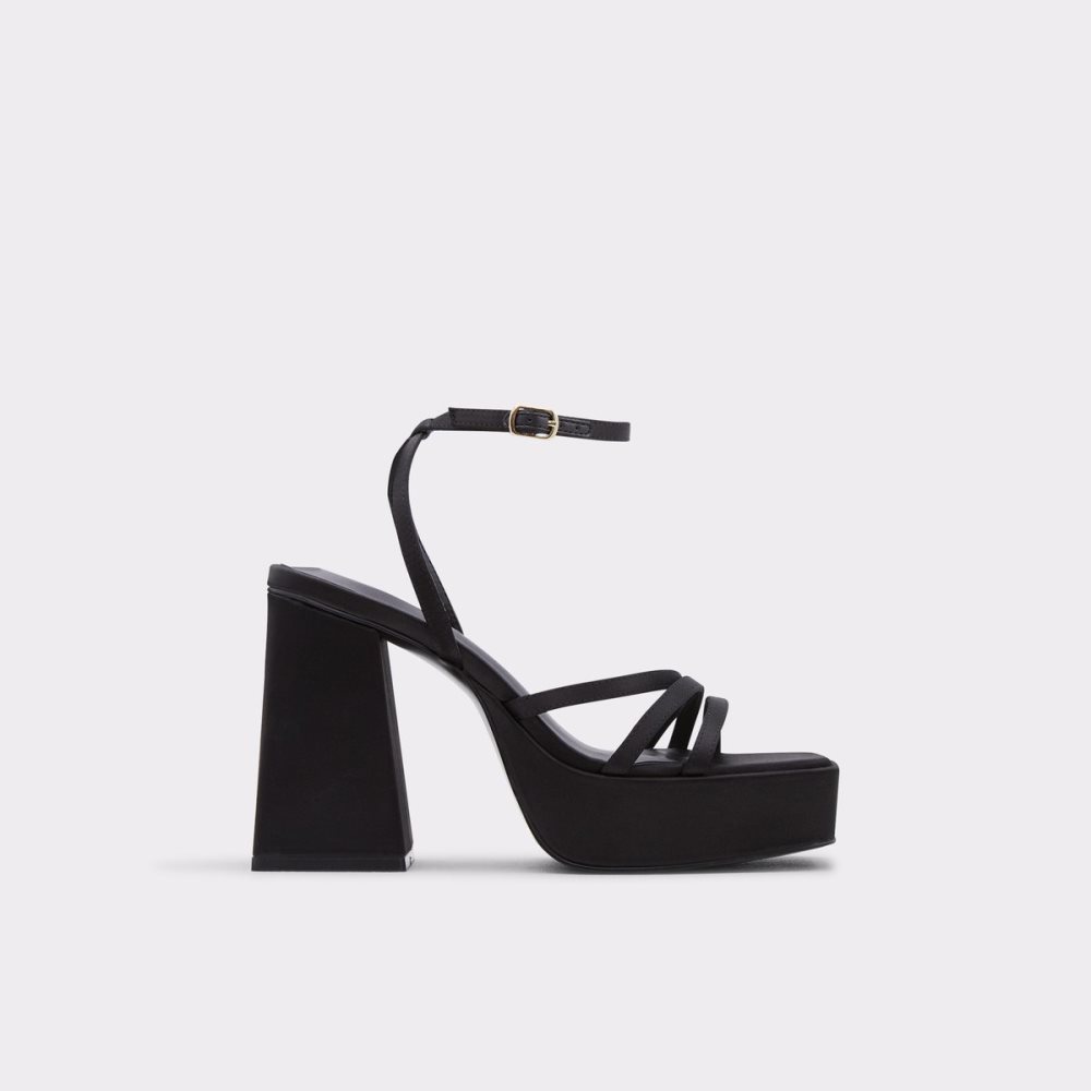 Black Aldo Landabriver Strappy Heeled Sandal - Plateforme Platform Shoes | 58BWIHOGE