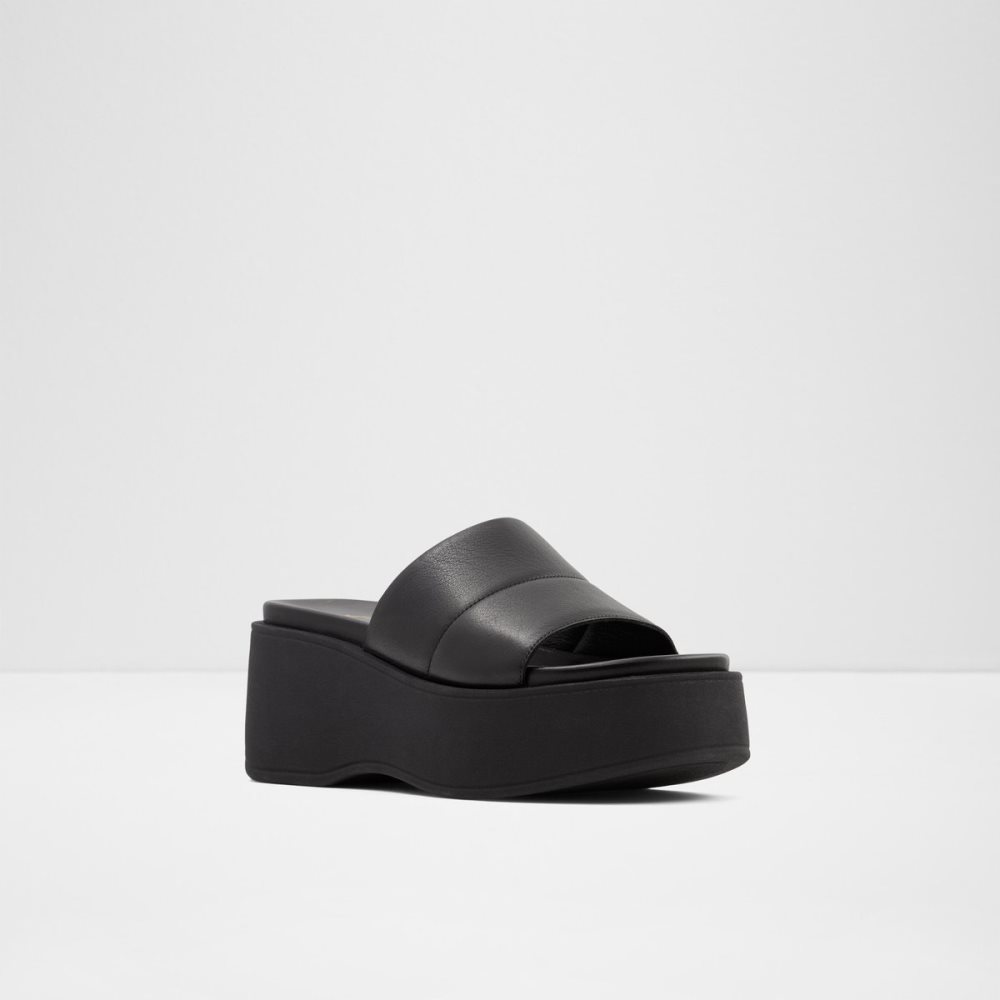 Black Aldo Libby Wedge Sandal - Wedge Sandals | 27BFTHAQL