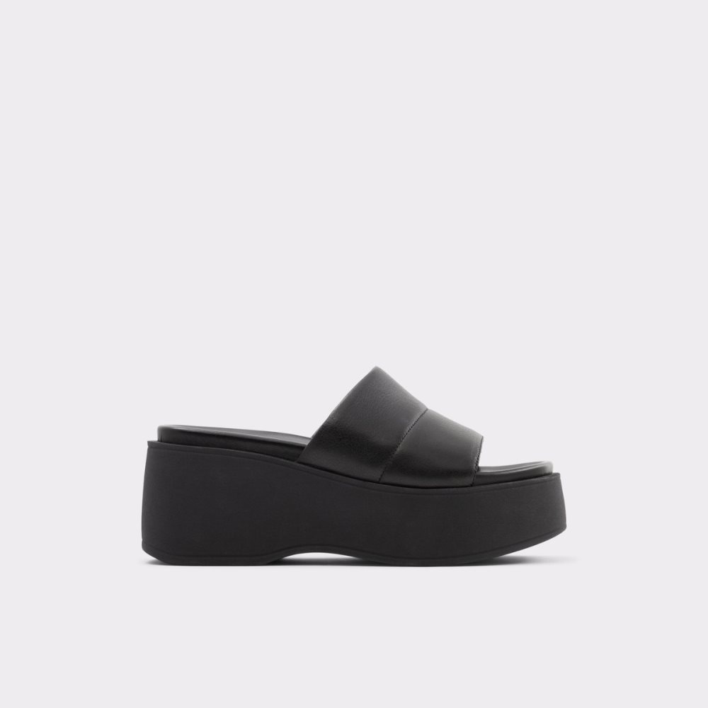 Black Aldo Libby Wedge Sandal - Wedge Sandals | 27BFTHAQL