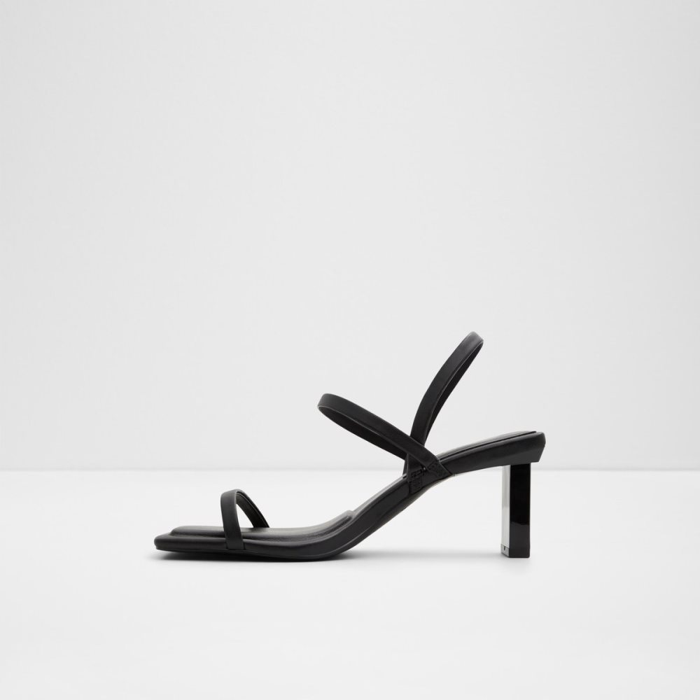 Black Aldo Lokurr Sling Back Heeled Sandal Block Heels | 12RYEOKWS