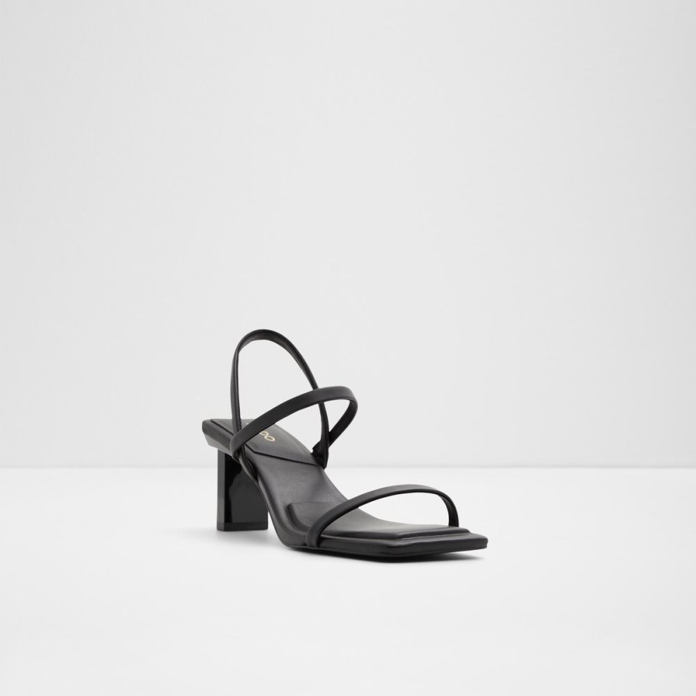 Black Aldo Lokurr Sling Back Heeled Sandal Block Heels | 12RYEOKWS