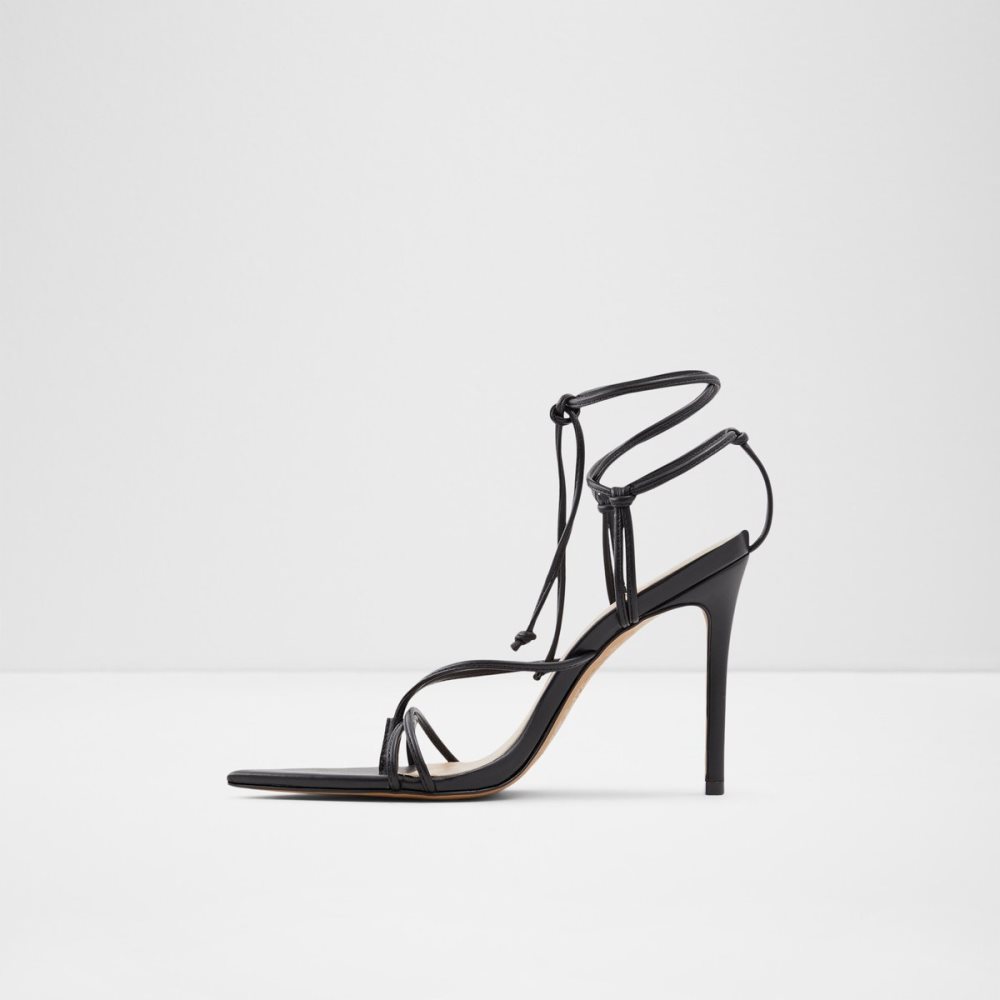 Black Aldo Lona Strappy Heeled Sandal - Stiletto Sandals | 23ZNKYJAO