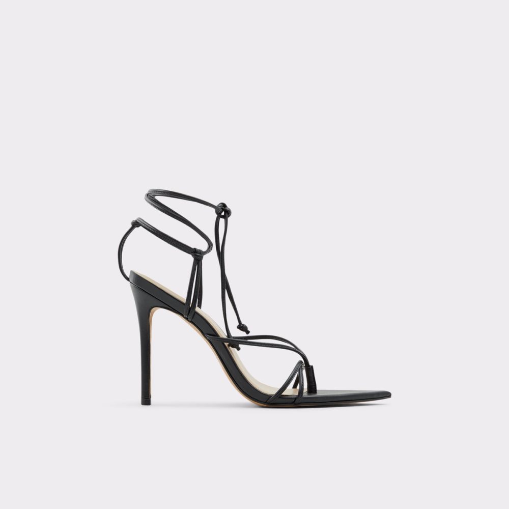 Black Aldo Lona Strappy Heeled Sandal - Stiletto Sandals | 23ZNKYJAO