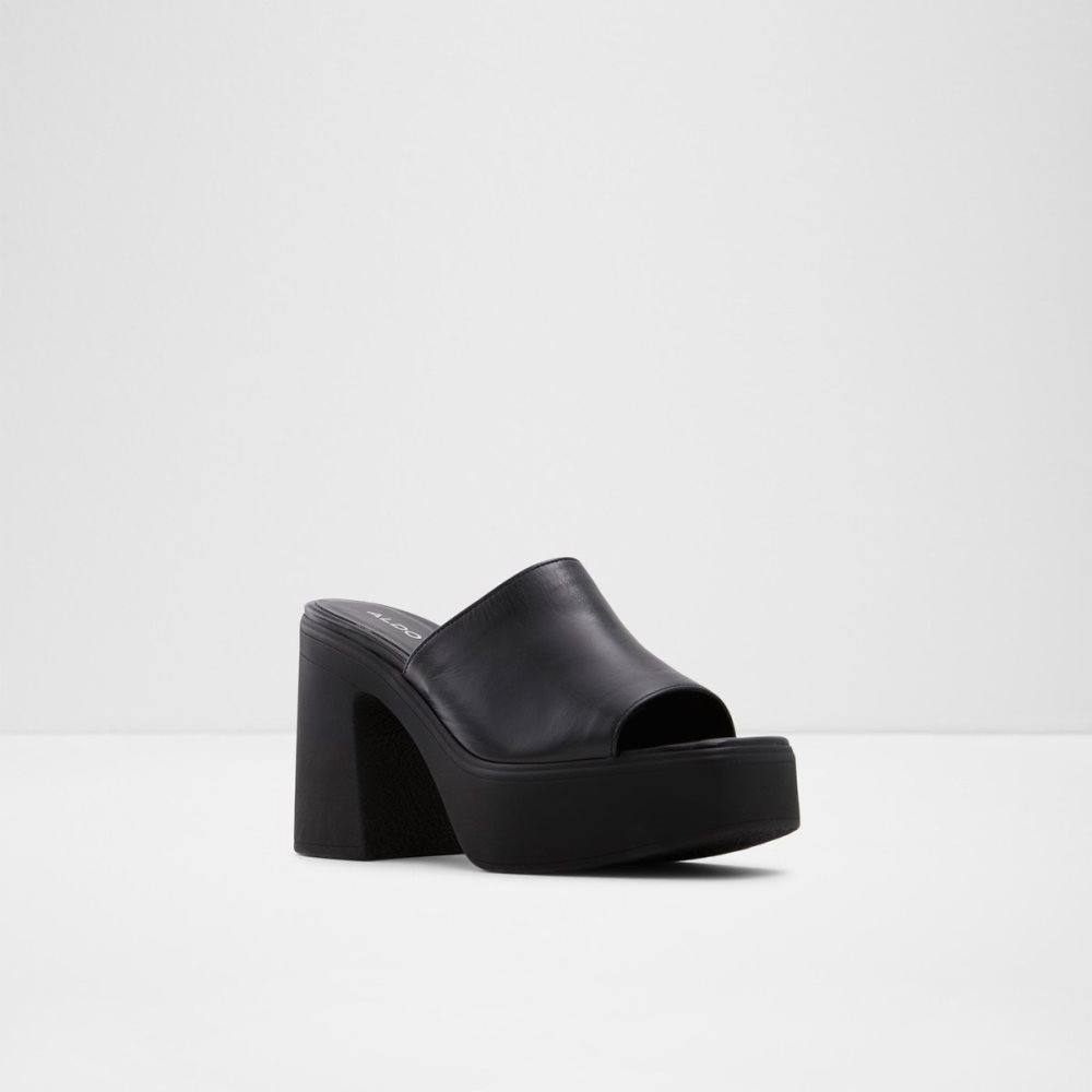 Black Aldo Melcee Heeled Mule - Plateforme Platform Shoes | 93WTJLGOV