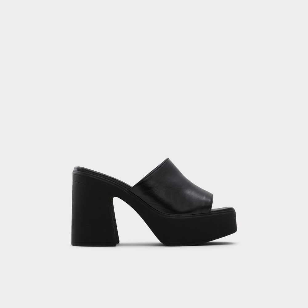 Black Aldo Melcee Heeled Mule - Plateforme Platform Shoes | 93WTJLGOV