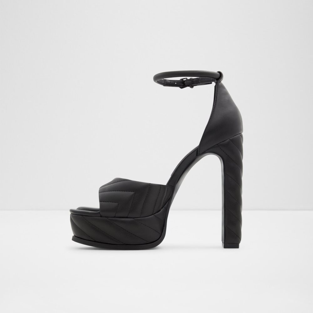 Black Aldo Milena Strap Heeled Sandal - Plateforme Platform Shoes | 85VWHDFXT