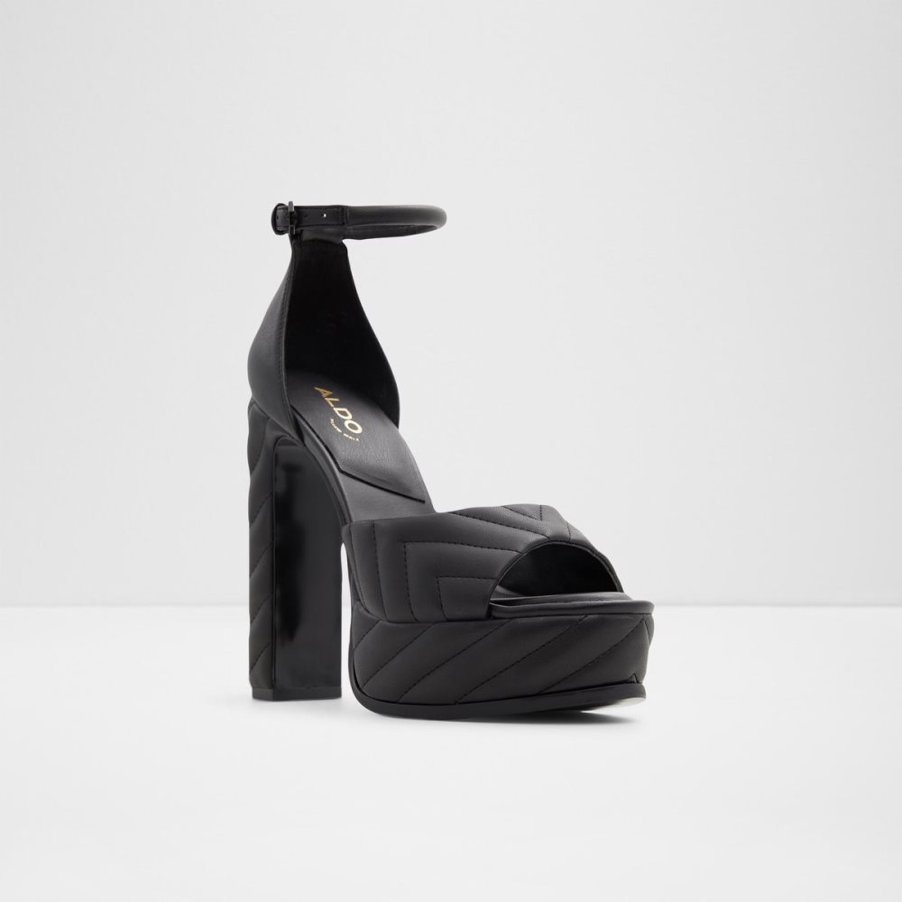 Black Aldo Milena Strap Heeled Sandal - Plateforme Platform Shoes | 85VWHDFXT