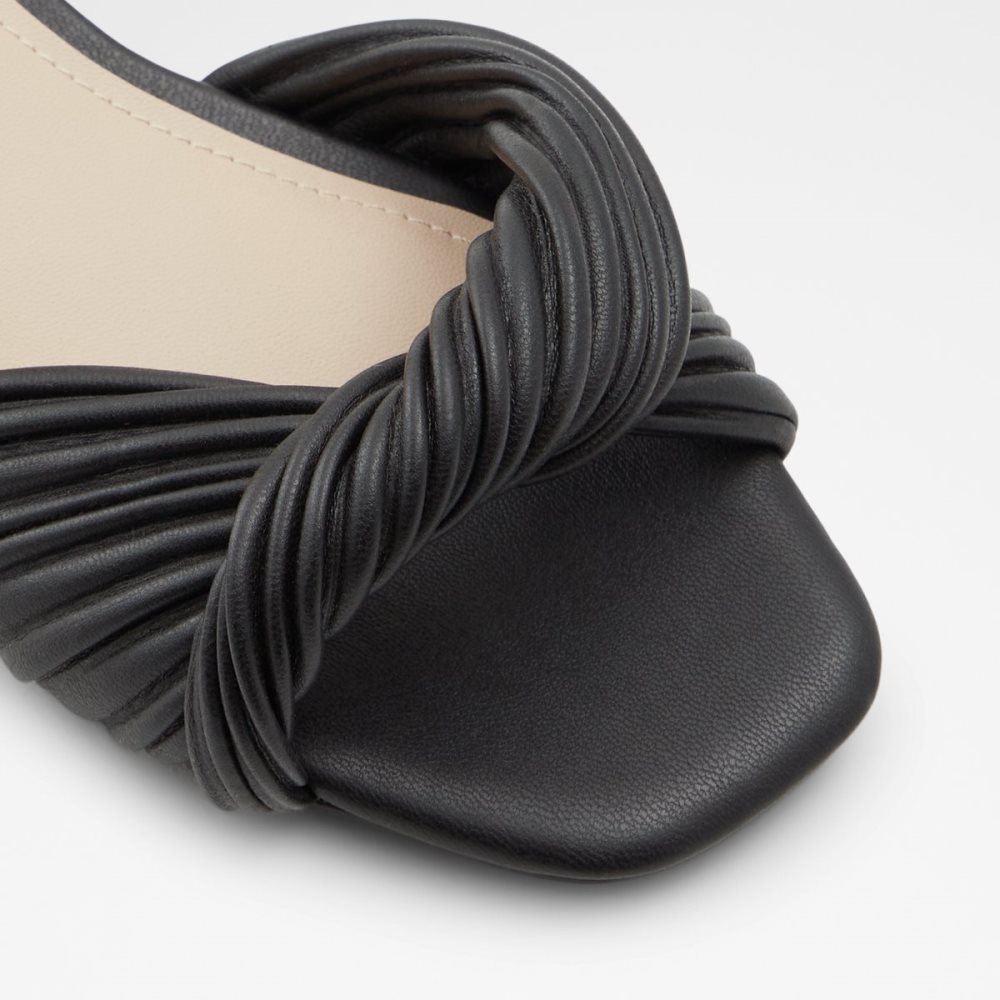 Black Aldo Nabila Slide Sandal Block Heels | 73CIPJFMN