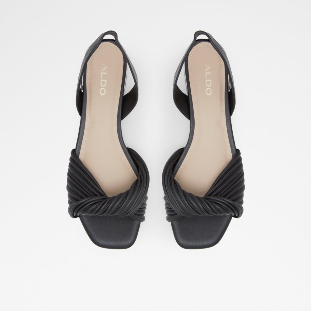 Black Aldo Nabila Slide Sandal Block Heels | 73CIPJFMN