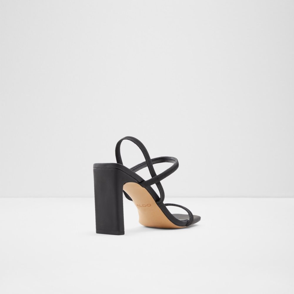 Black Aldo Okurr Strappy Heeled Sandal Block Heels | 05KFDGWXM