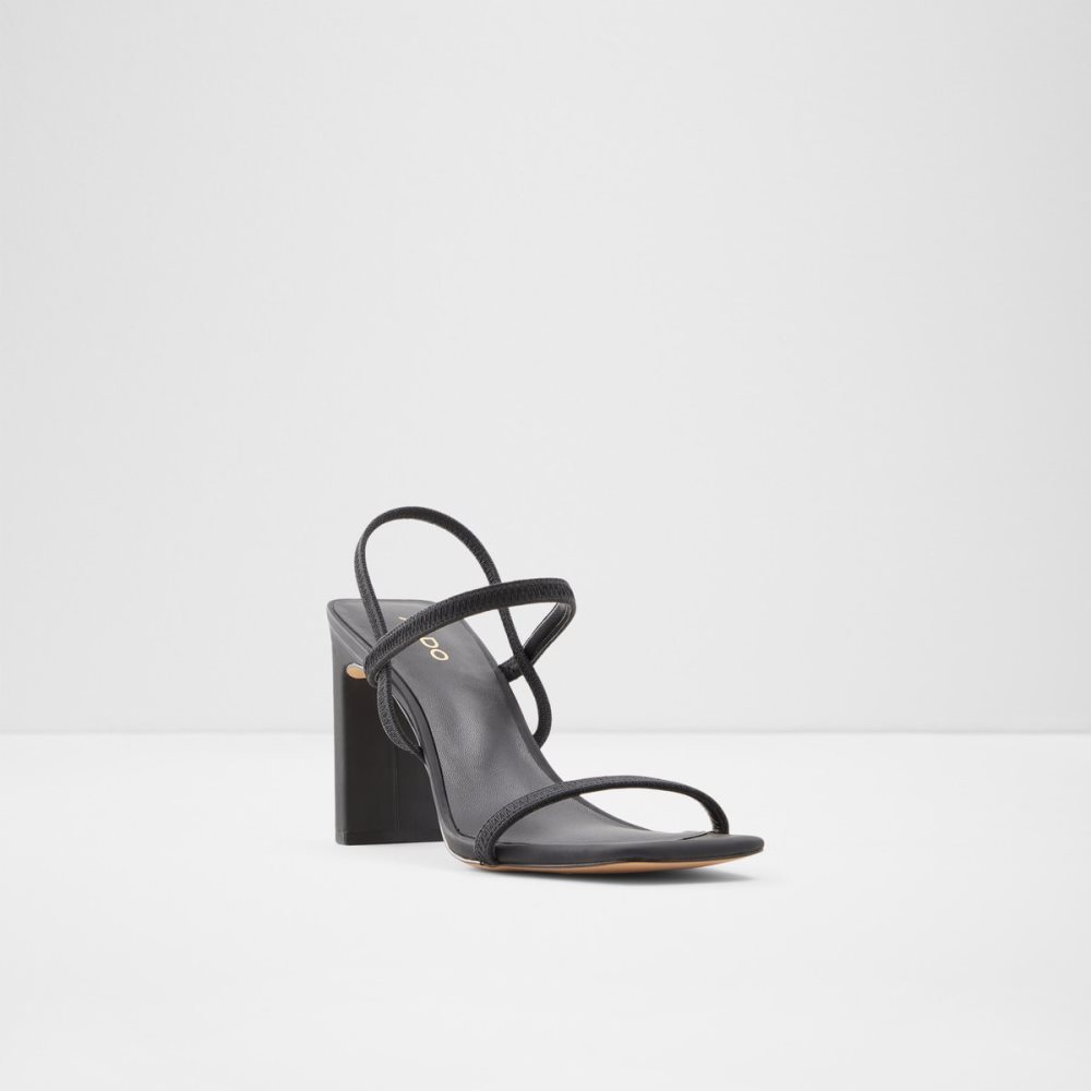 Black Aldo Okurr Strappy Heeled Sandal Block Heels | 05KFDGWXM