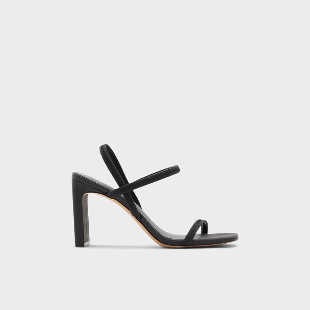 Black Aldo Okurr Strappy Heeled Sandal Block Heels | 05KFDGWXM