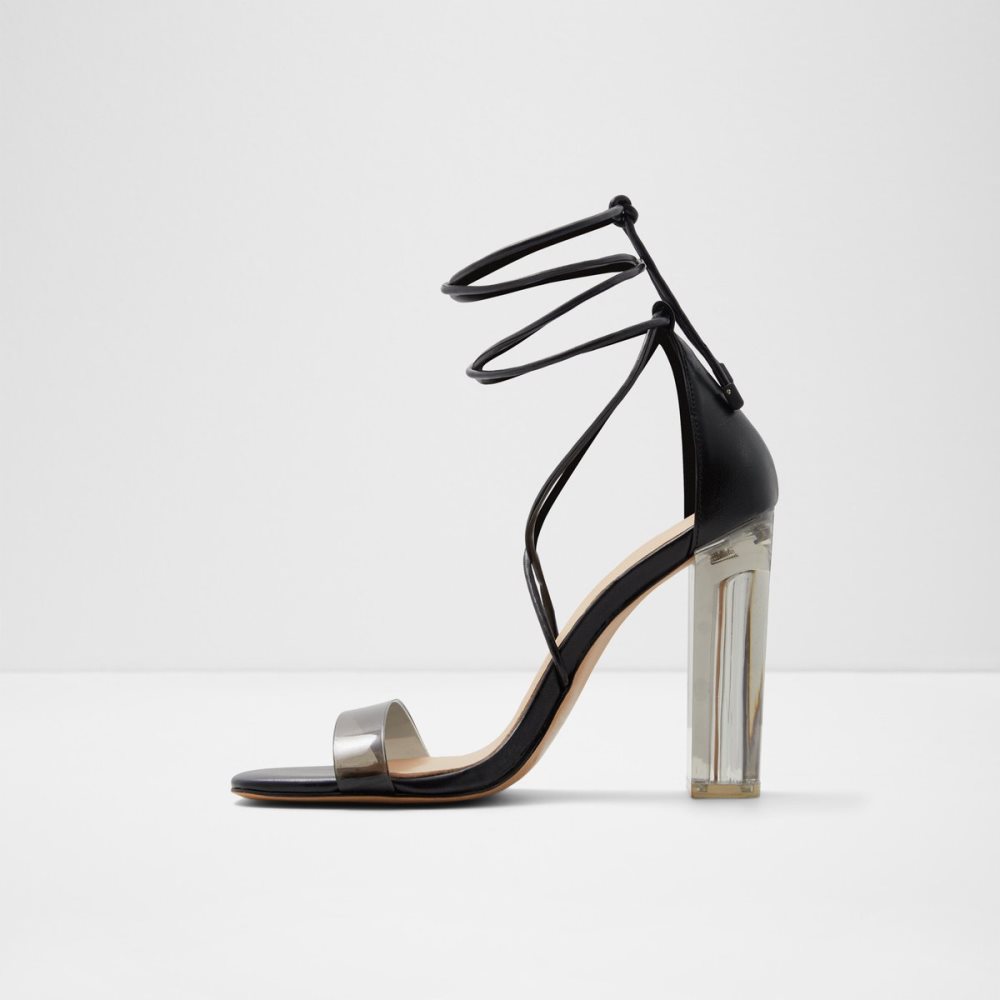 Black Aldo Onardonia Strappy Heeled Sandal Heels | 34CTSYVQX