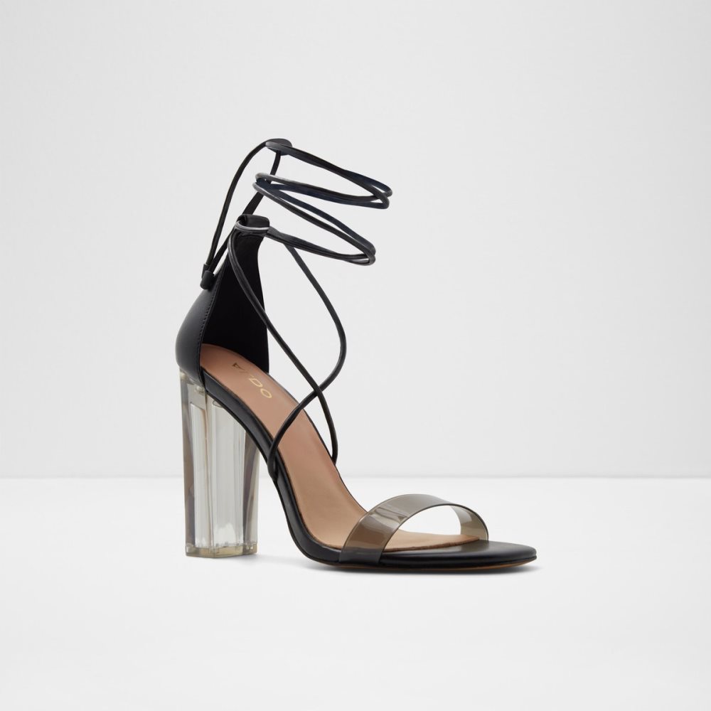 Black Aldo Onardonia Strappy Heeled Sandal Heels | 34CTSYVQX