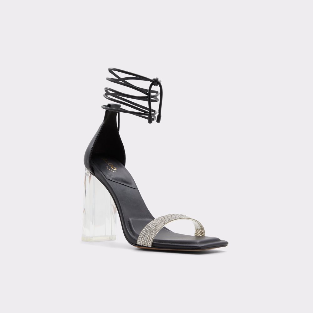 Black Aldo Onardonita Heeled Sandal - Cup Sole Block Heels | 13NIRMVUC