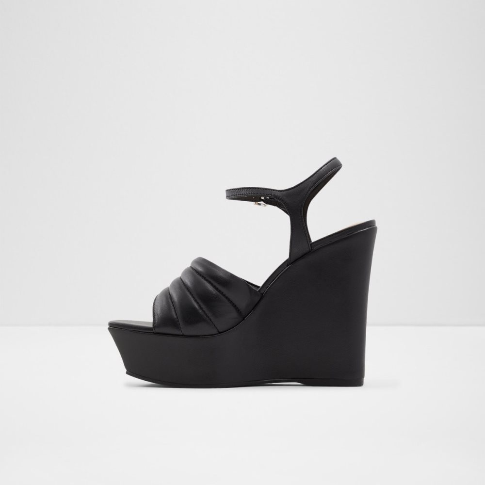 Black Aldo Parri Heeled Sandal - Wedge Sandals | 67NTJSGDI