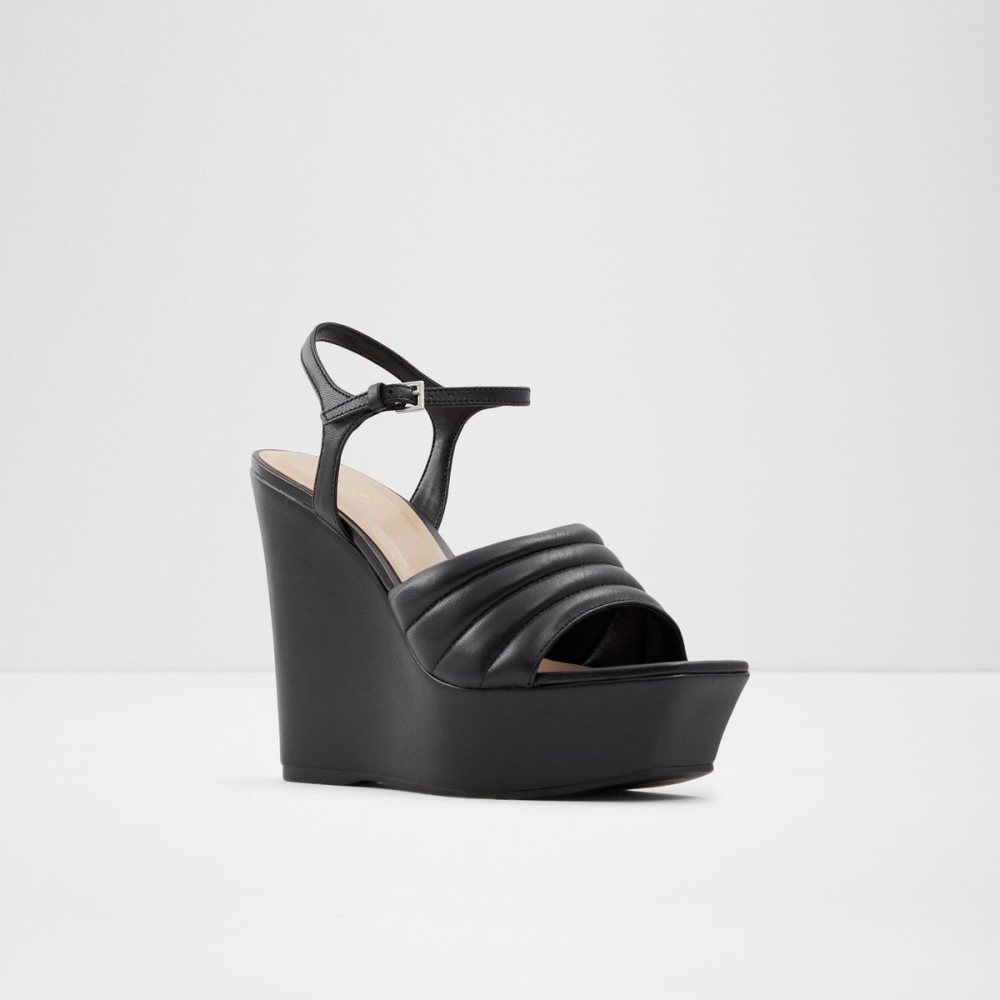 Black Aldo Parri Heeled Sandal - Wedge Sandals | 67NTJSGDI