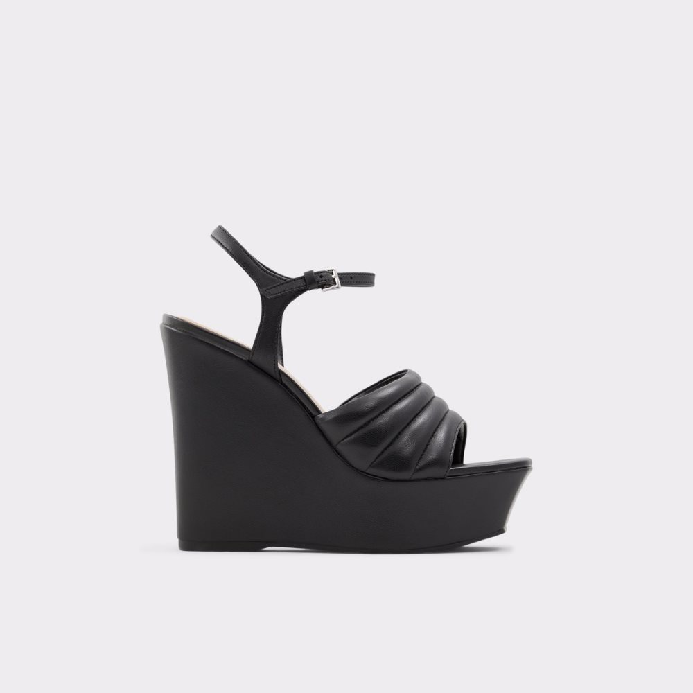 Black Aldo Parri Heeled Sandal - Wedge Sandals | 67NTJSGDI