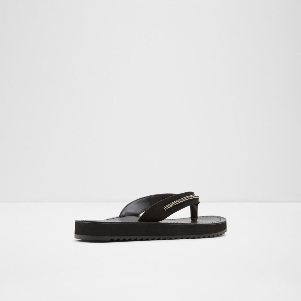 Black Aldo Polo Flip Flops Sandals | 30RWLKTJQ