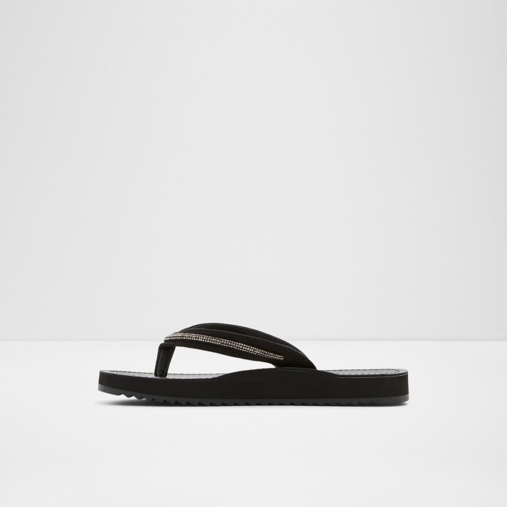 Black Aldo Polo Flip Flops Sandals | 30RWLKTJQ