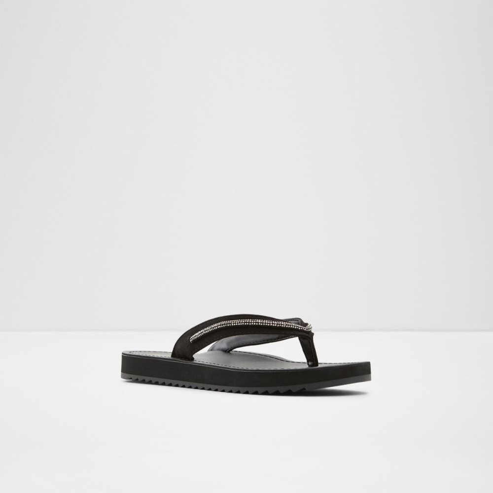 Black Aldo Polo Flip Flops Sandals | 30RWLKTJQ