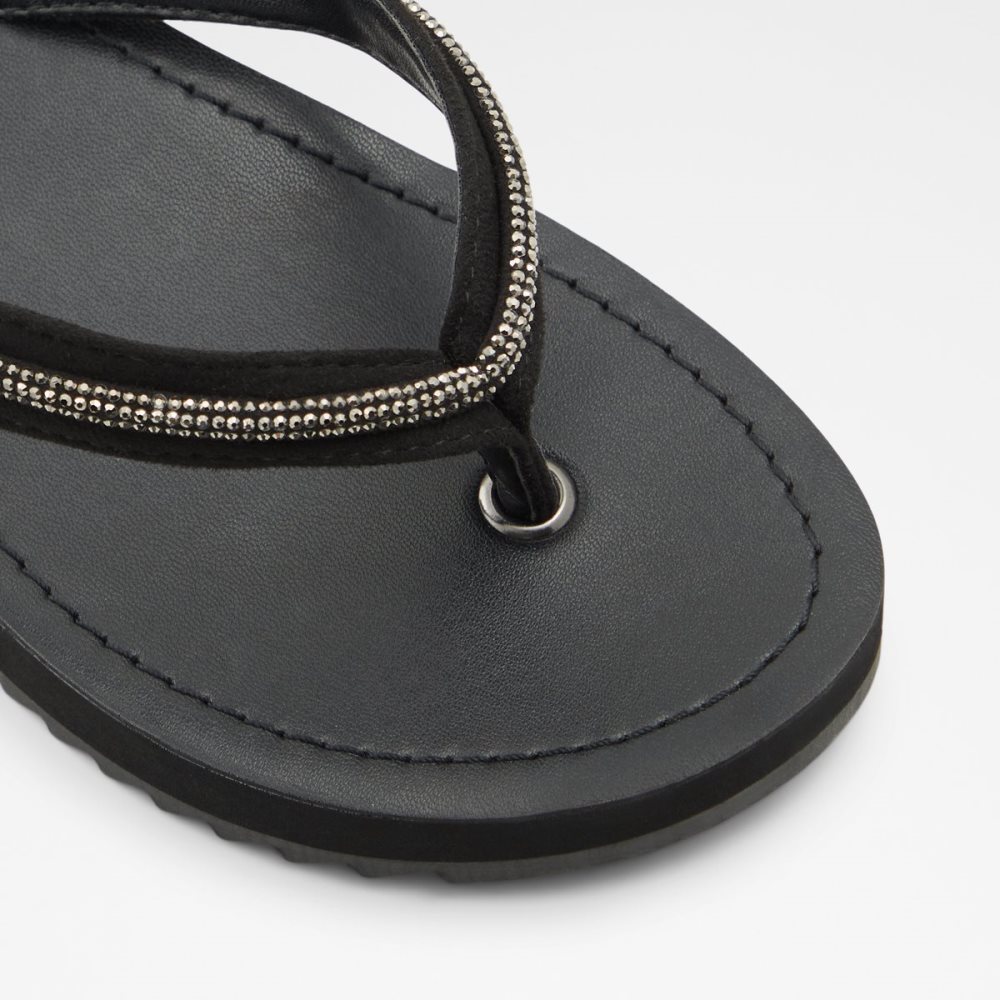 Black Aldo Polo Flip Flops Sandals | 30RWLKTJQ