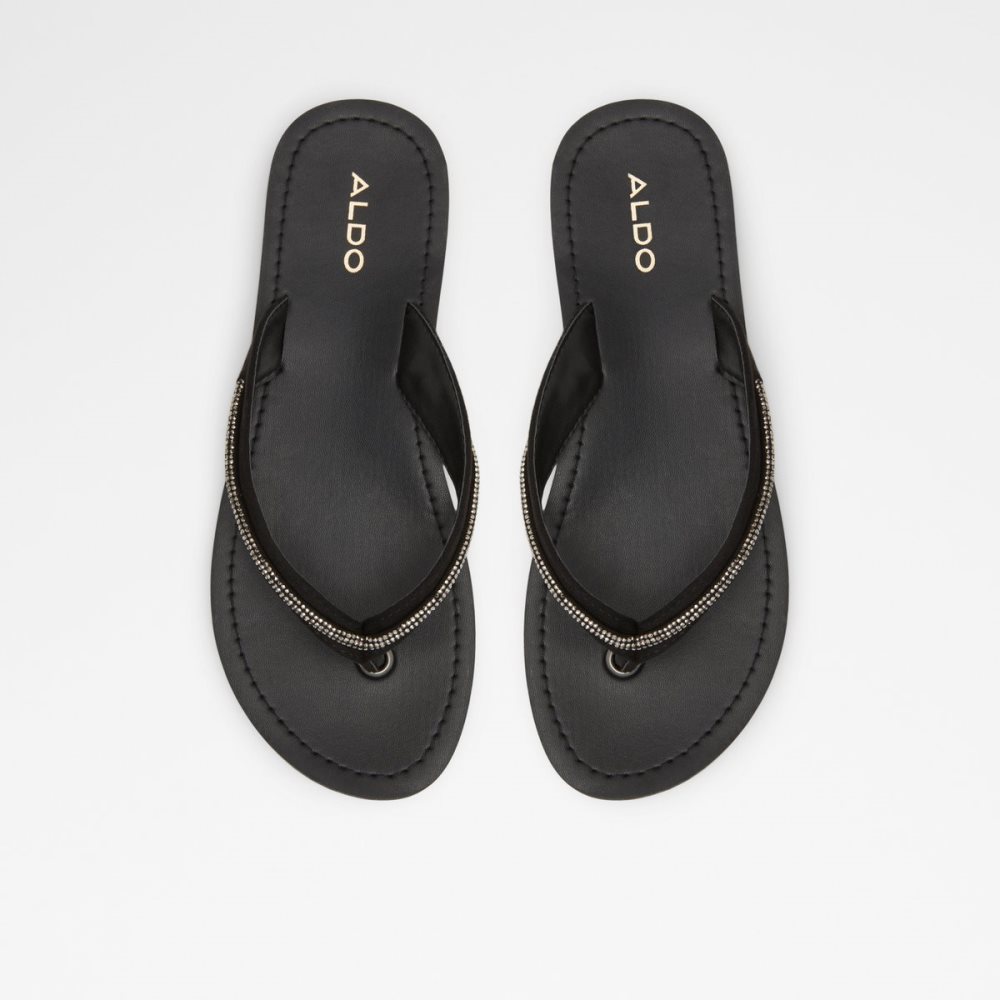 Black Aldo Polo Flip Flops Sandals | 30RWLKTJQ