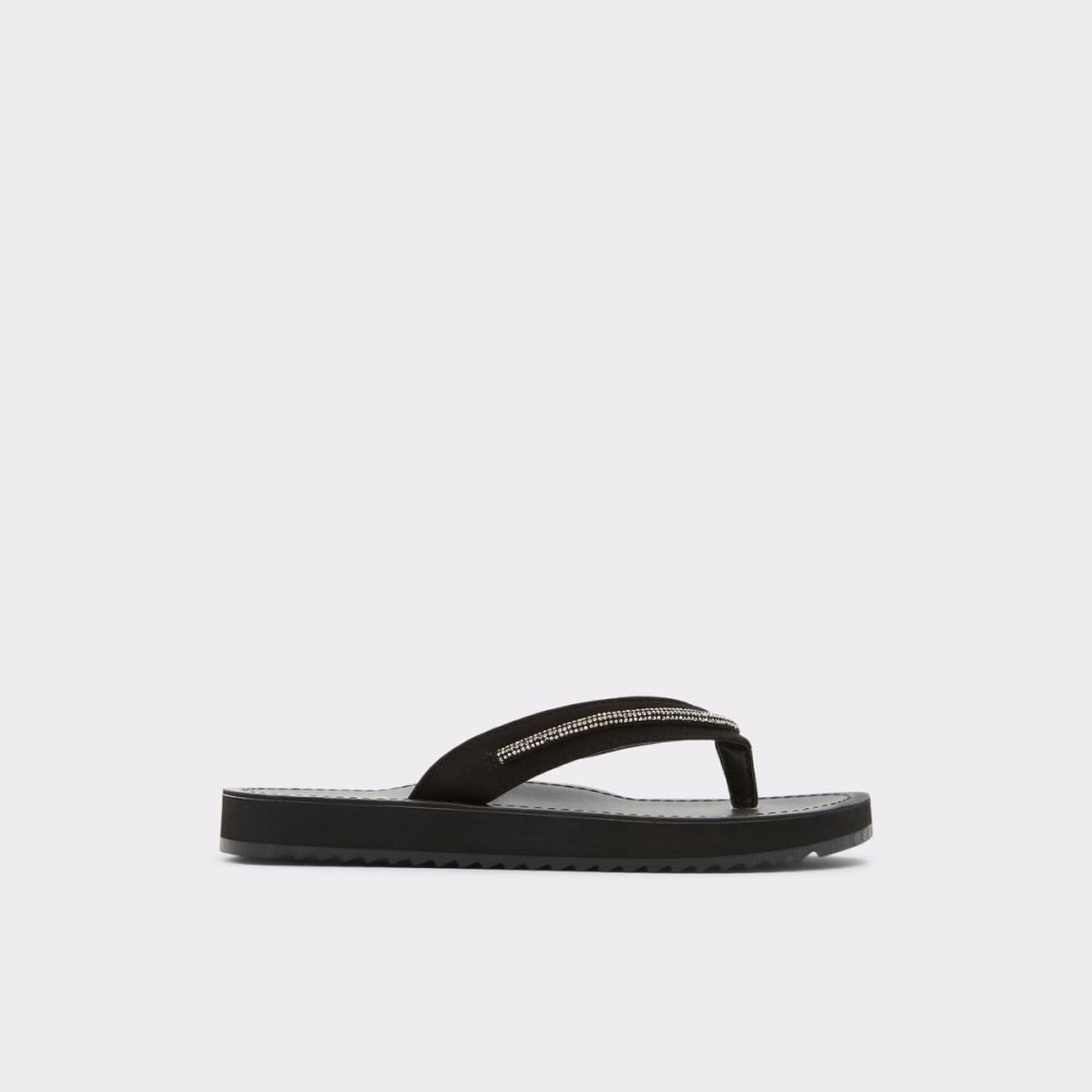 Black Aldo Polo Flip Flops Sandals | 30RWLKTJQ