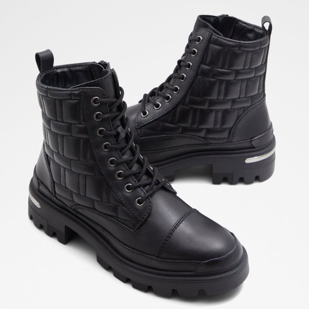 Black Aldo Quilt - Lug Sole Combat Boots | 52IPUFNBD