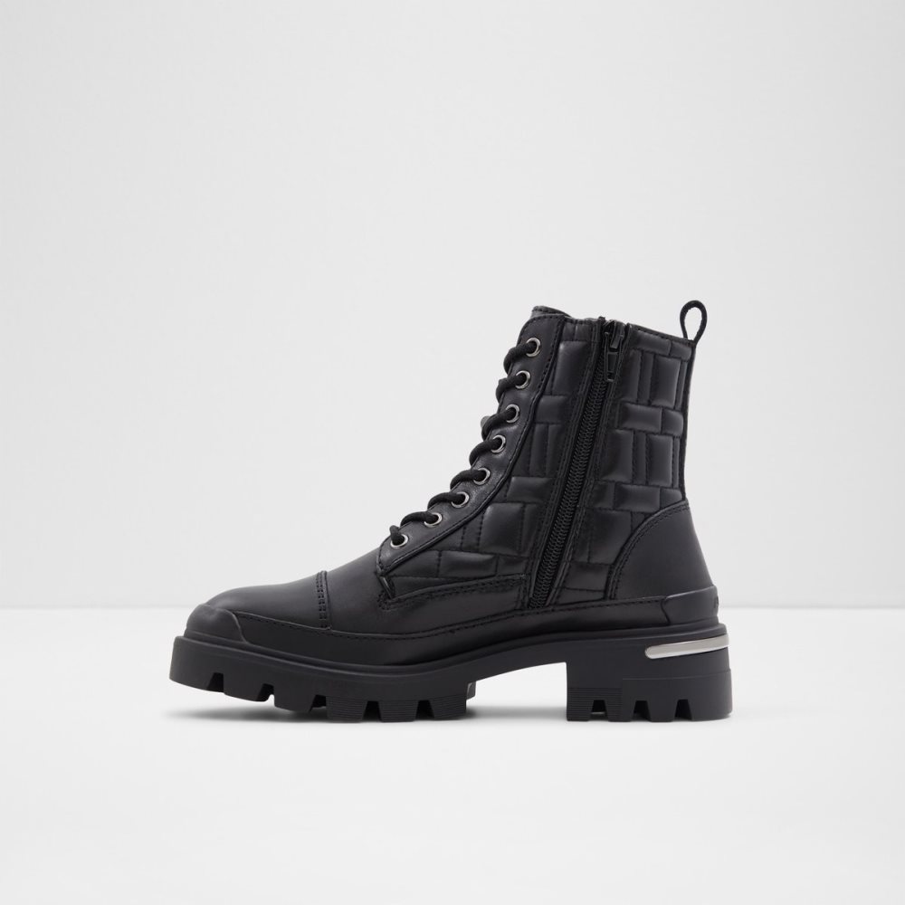 Black Aldo Quilt - Lug Sole Combat Boots | 52IPUFNBD