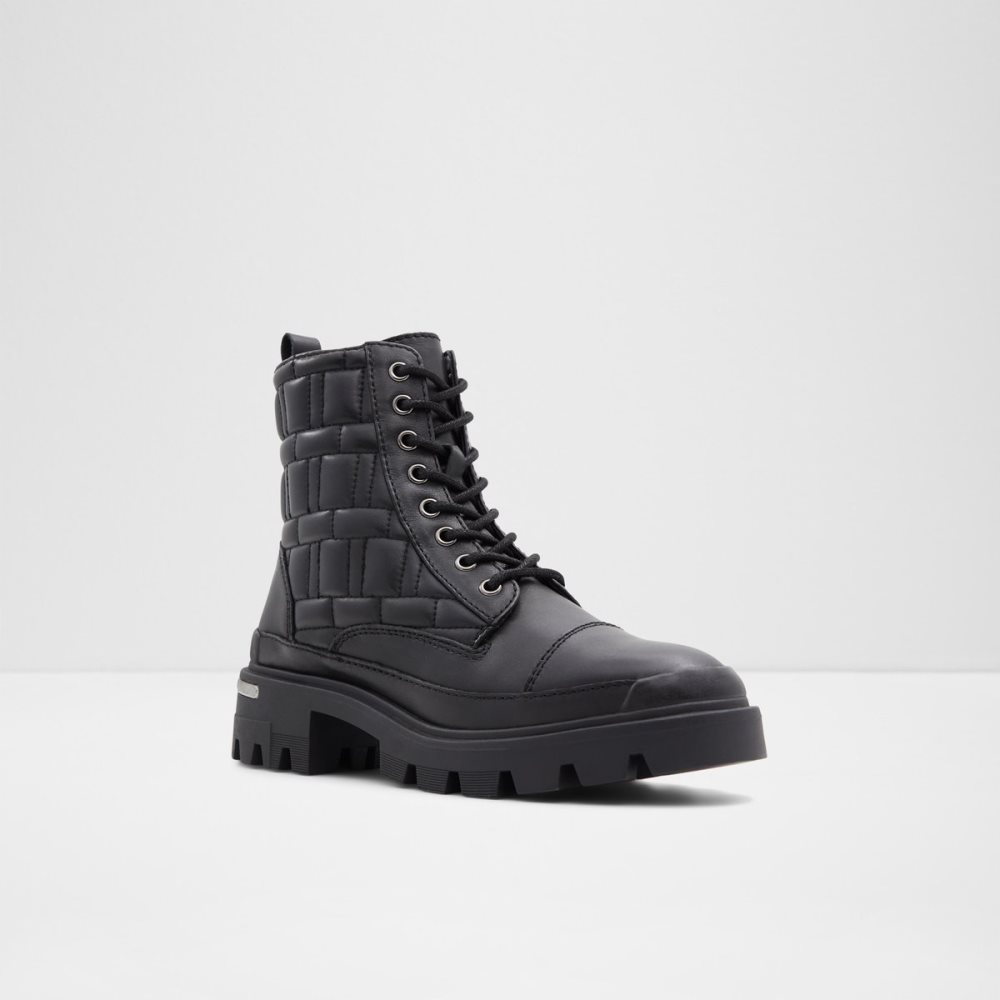 Black Aldo Quilt - Lug Sole Combat Boots | 52IPUFNBD