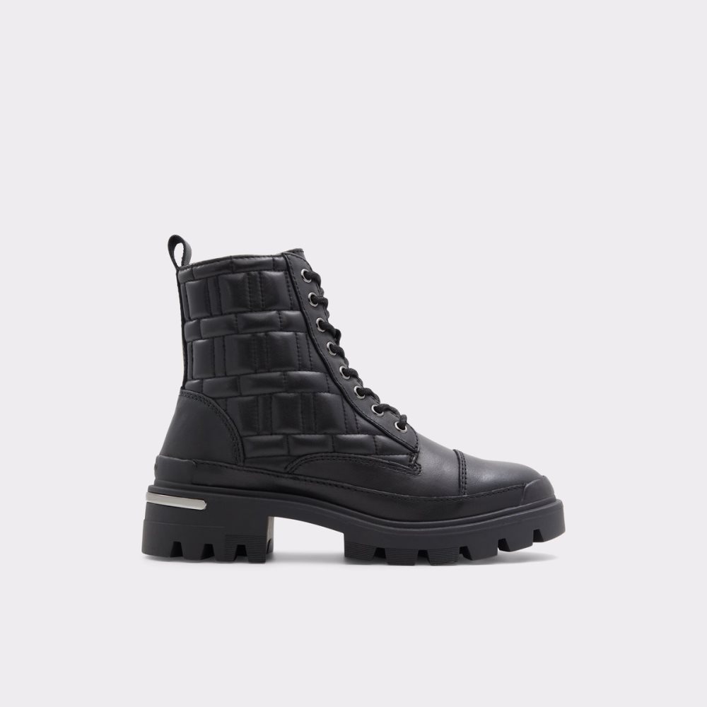 Black Aldo Quilt - Lug Sole Combat Boots | 52IPUFNBD