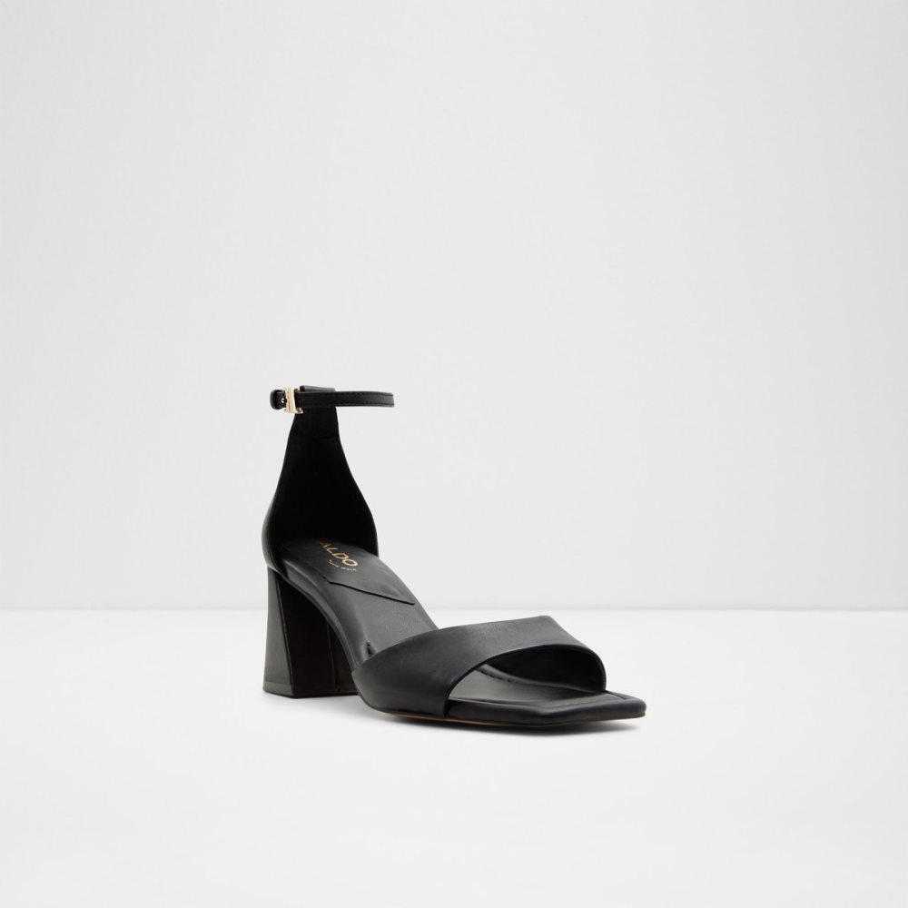 Black Aldo Safdie Strap Heeled Sandal Heels | 20QBWTPJZ