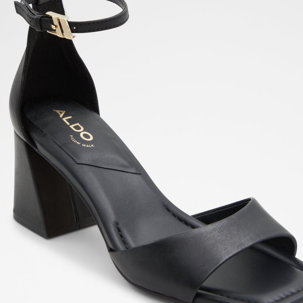 Black Aldo Safdie Strap Heeled Sandal Heels | 20QBWTPJZ