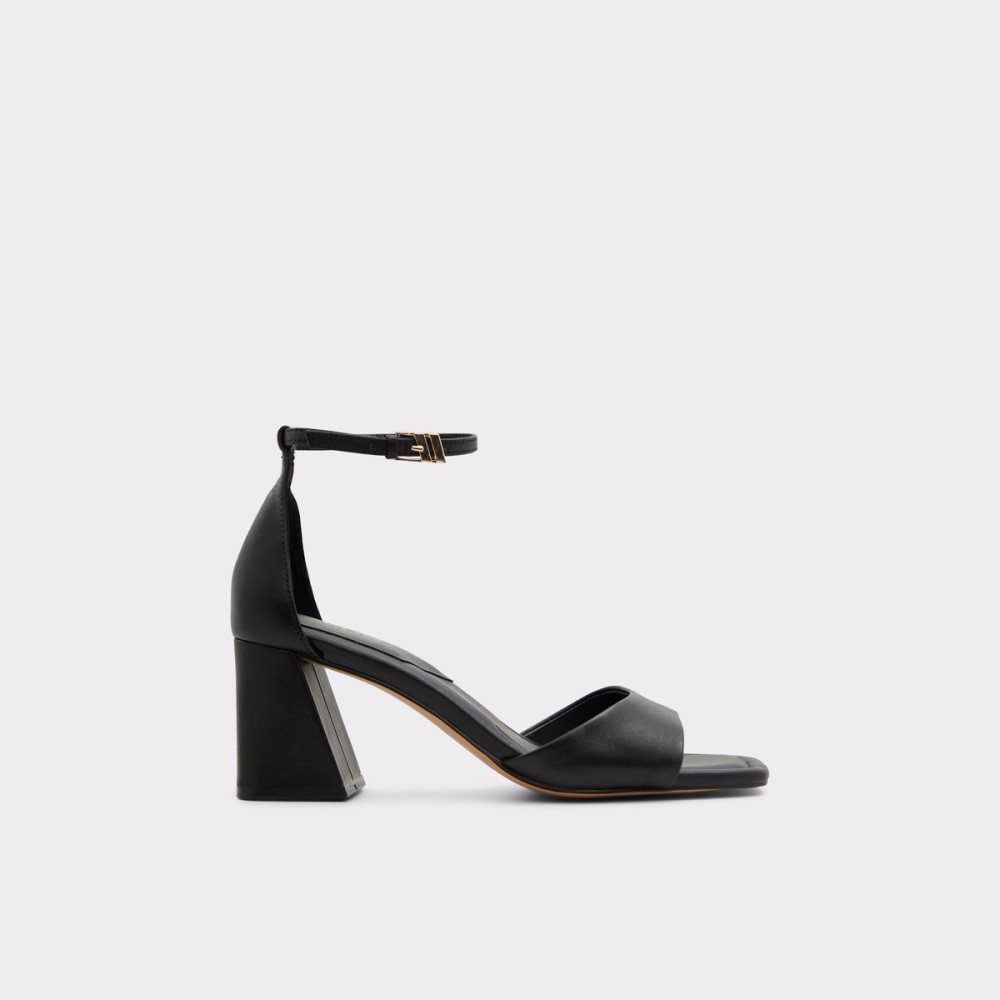 Black Aldo Safdie Strap Heeled Sandal Heels | 20QBWTPJZ